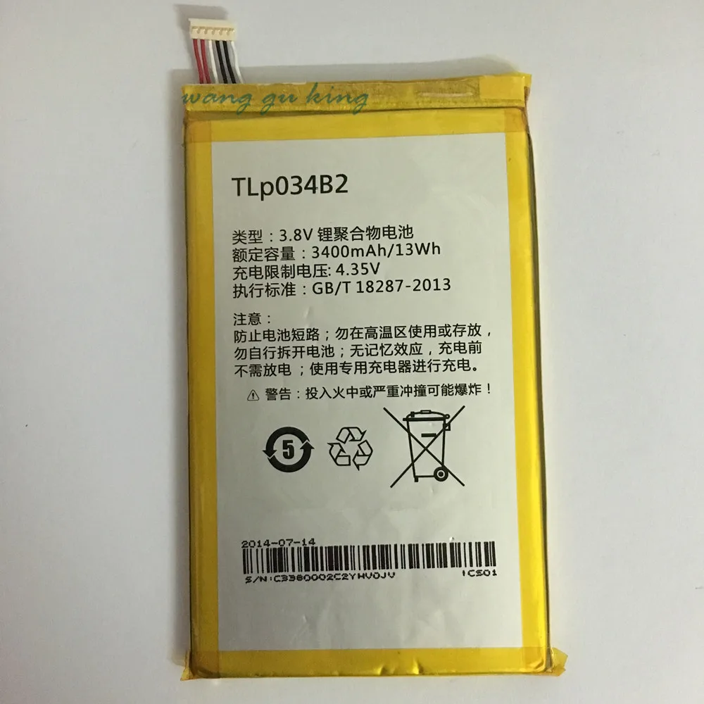

Аккумулятор TLp034B2 для TCL Y910 / Y910T One Touch, 3400 мАч, для Alcatel OneTouch pop s9 hero n3 a995l