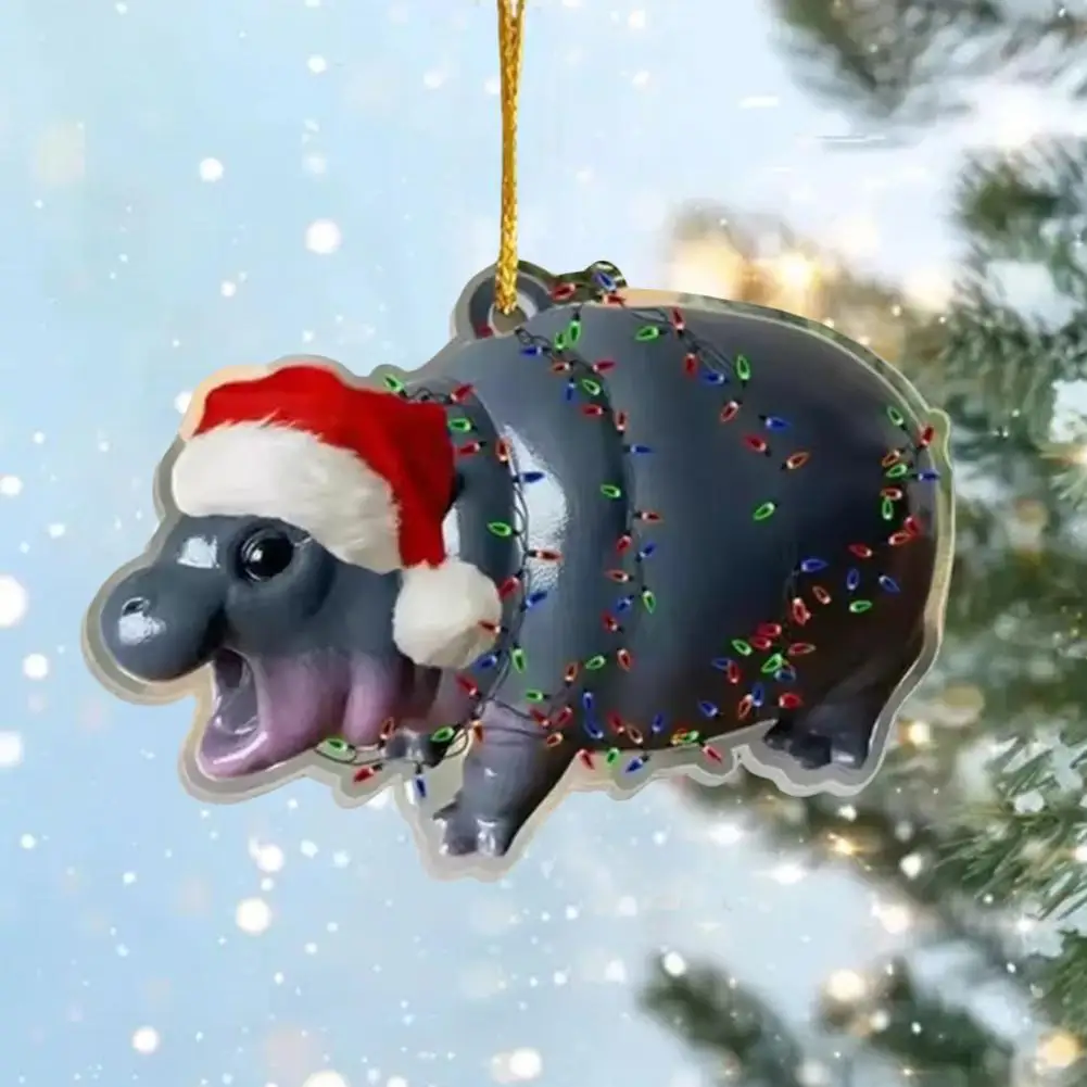 Рождество Moodeng Смола Злой Бегемот Акриловые Украшения Тенденции Елка Подвеска