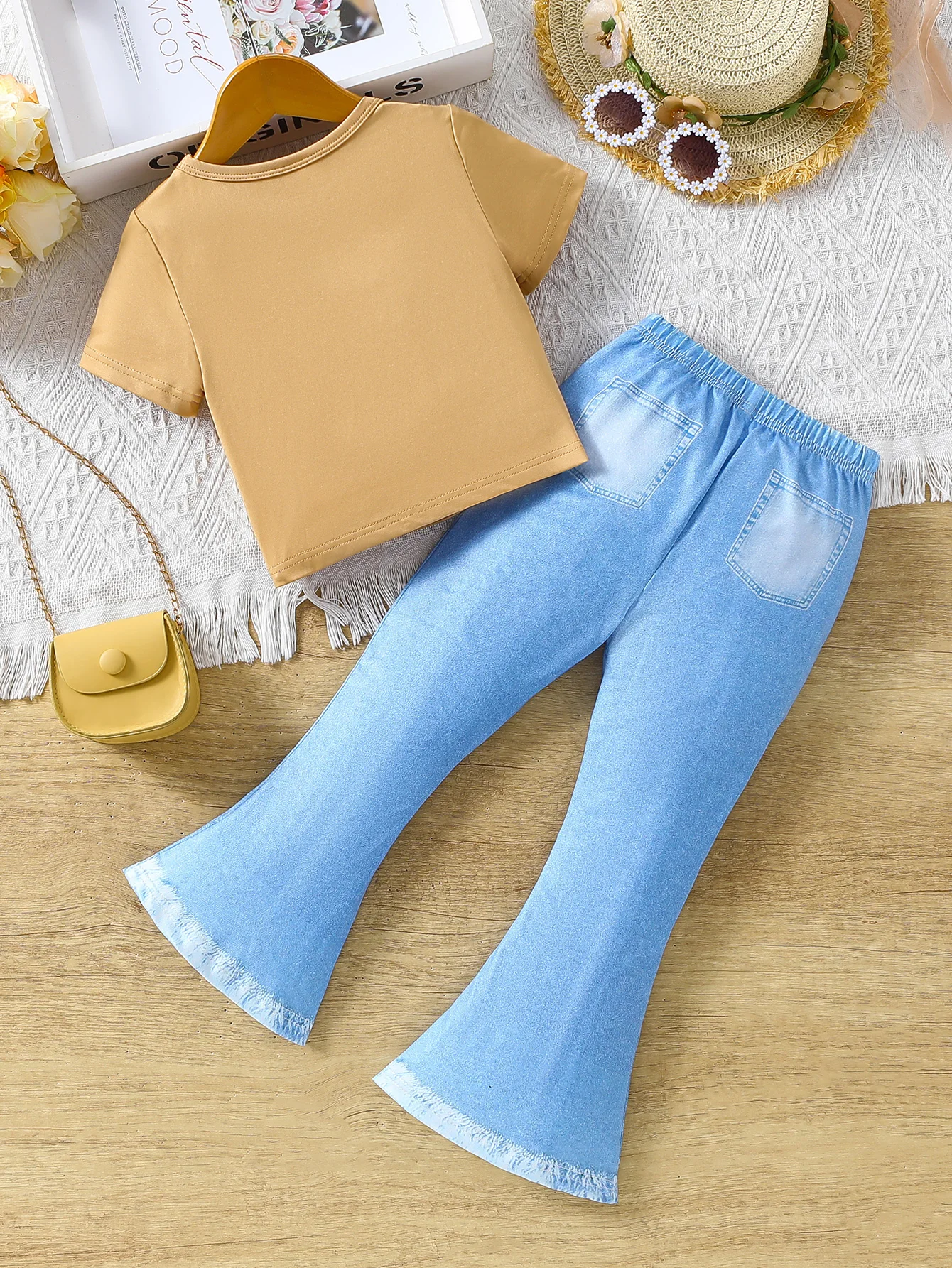 Комплект Из 2 Предметов Для Девочек: Топ С Круглым Вырезом И Короткими Рукавами