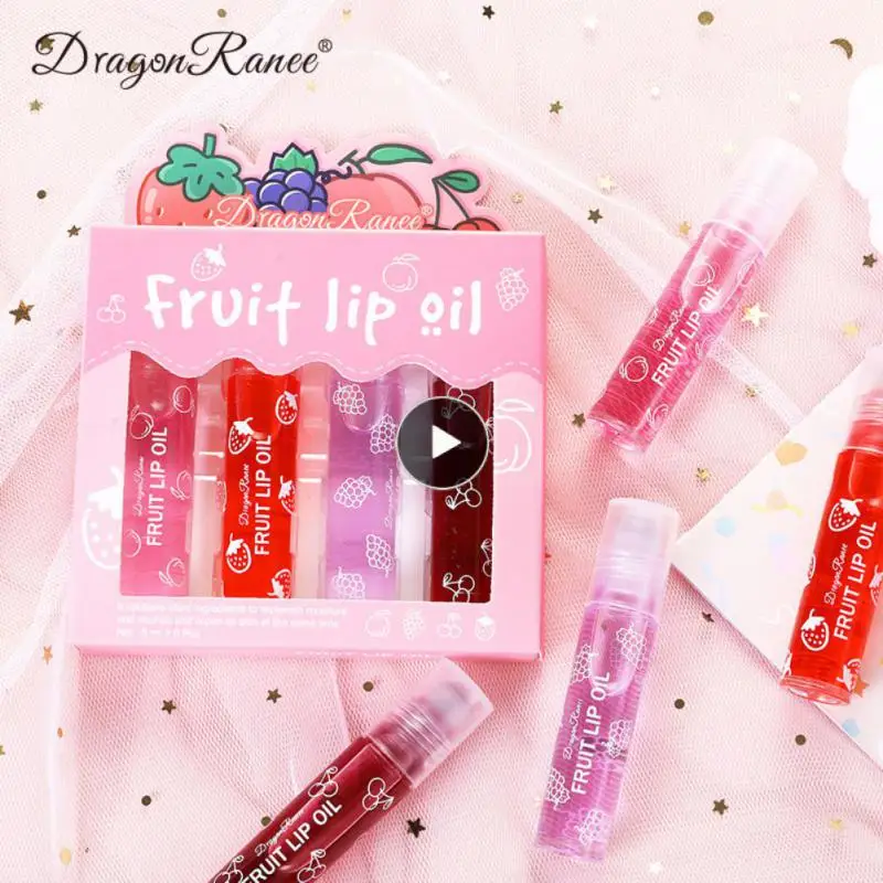 

Fruit Roll-on Lip Oil Set Plump Moisturizing Transparent Lip Glaze Long-lasting Glass Lip Gloss Lip Care Transparent Toot