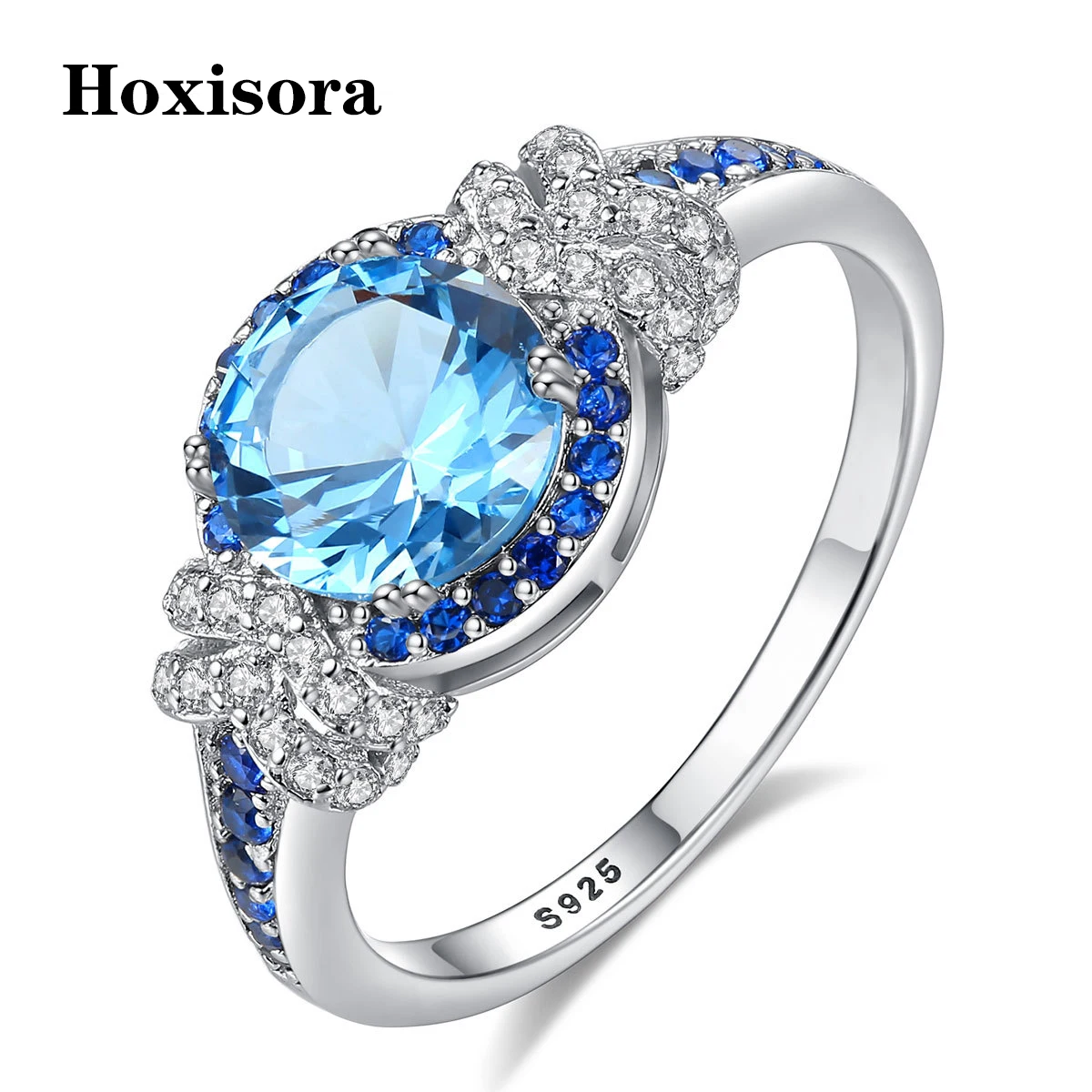 

Hoxisora London Blue Topa Ring S925 Silver Jewelry Fashion Dinner Anniversary Wedding Wholesale