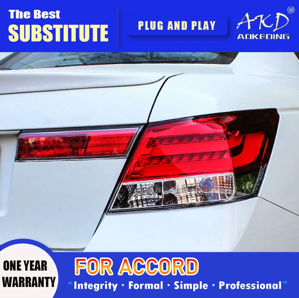 

Задняя фара AKD для Honda Accord, светодиодный задний фонарь 2008-2012 Accord, задний противотуманный тормоз, сигнал поворота, автомобильные аксессуары