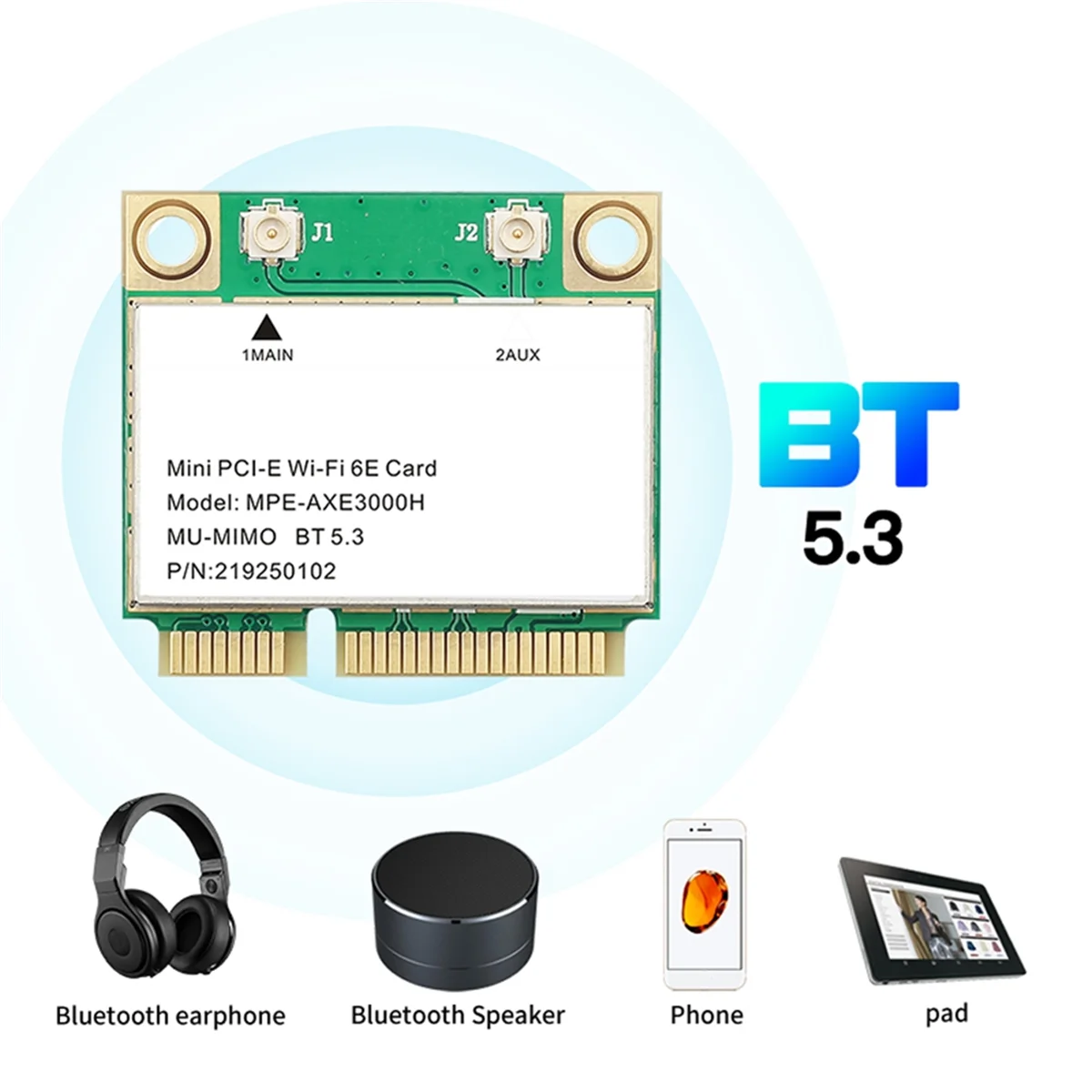 Фото A49T WiFi 6E AX210HMW Mini PCI-E Сетевая карта Wi-Fi Bluetooth 5.3 для карты AX210 Беспроводной адаптер Wi-Fi для настольного ноутбука №5