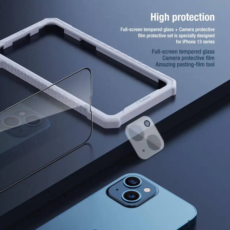 

Nillkin 2-в-1 HD полное покрытие закаленное стекло для iPhone 13 mini Защита от царапин на весь экран закаленное стекло + защита объектива камеры