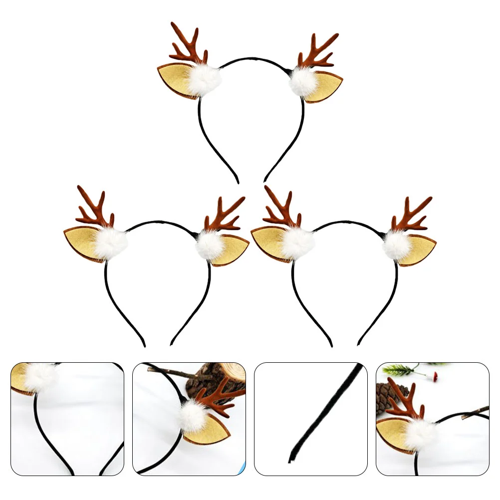 

3Pcs Headbands Hair Hoops Holidy Cat Ears Reindeer Antler Party Hairbands Hair Accessories
