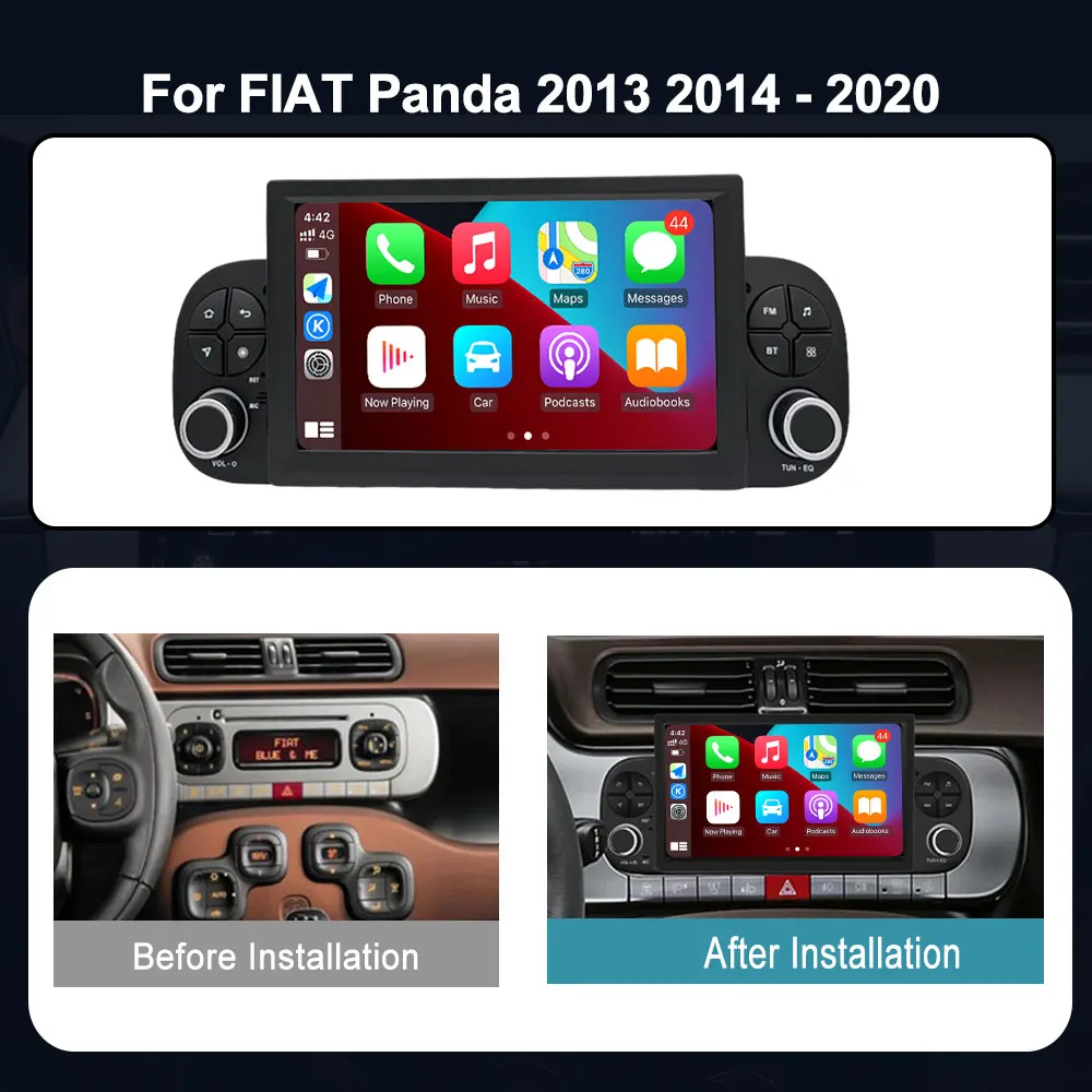 Беспроводная система Carplay 7 дюймов Android OS для FIAT Panda 2013 2014-2020 Автомобильный