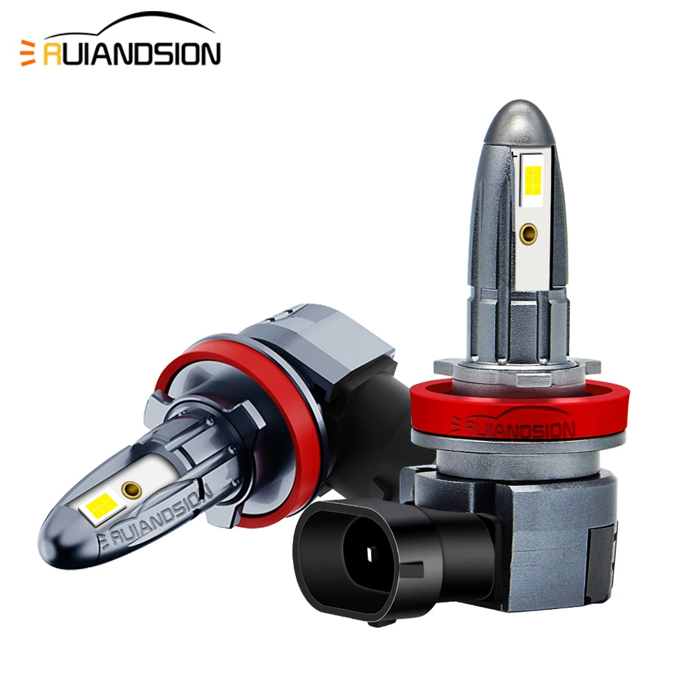 Новинка, H11 светодиодная фара Ruiandsion Canbus, 24 Вт, противотумансветильник фара для автомобилей, грузовиков, 12 В, 24 В, неполярная белая лампа 6000K, лм