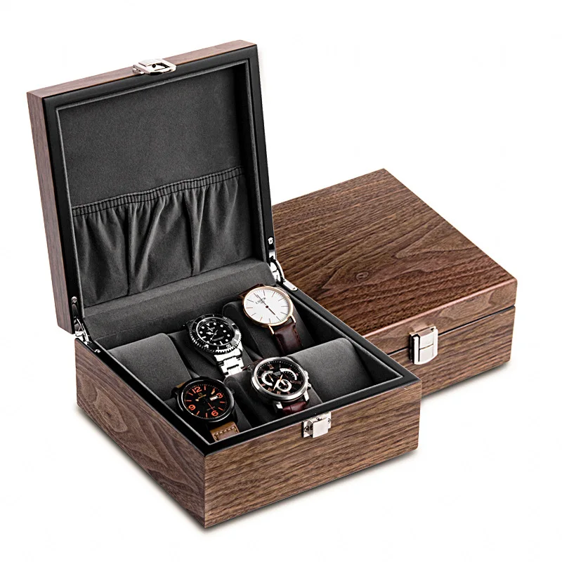 Walnut Watch Storage Box Wooden Luxury Watch Box Organizer for Men Brown Mechanical Watch Bracelet Collection Box Case Gift