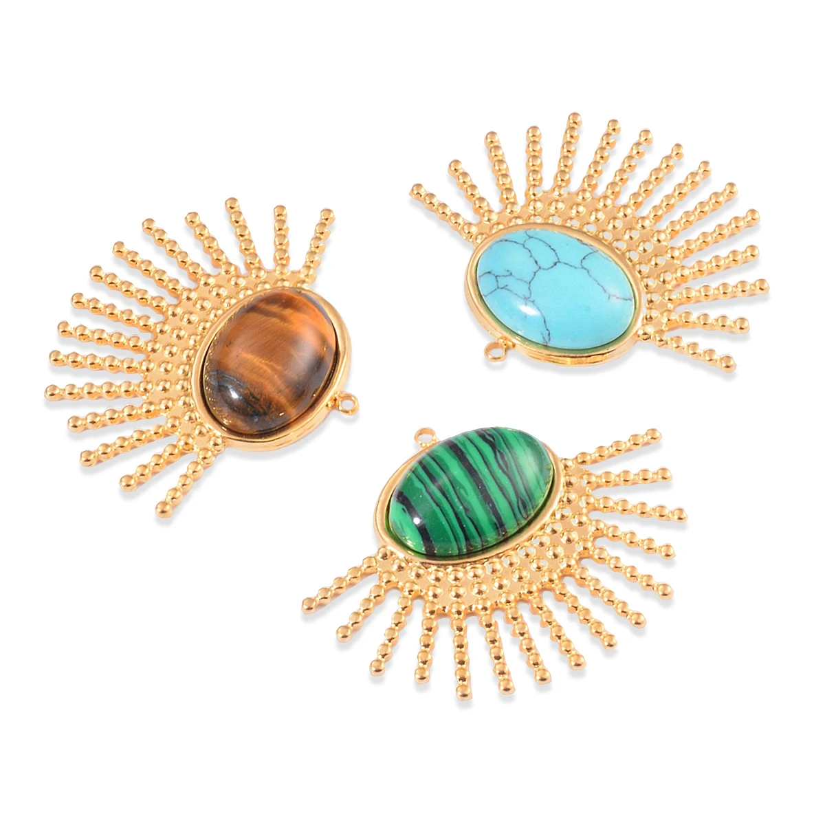 2pcs Stainless Steel Natural Stone Drop Dangle Earring Charms Boho Gold Plated Pendants for Women DIY Jewelry Making Accessories