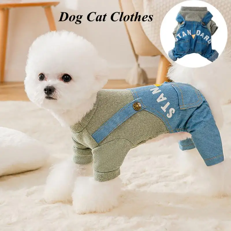 

Winter Dog Clothes Cat Warm Four-legged Clothes Warm Pet Coat Kitten Denim Jacket Pet Supplies Refreshing Breathable Dog Clothes