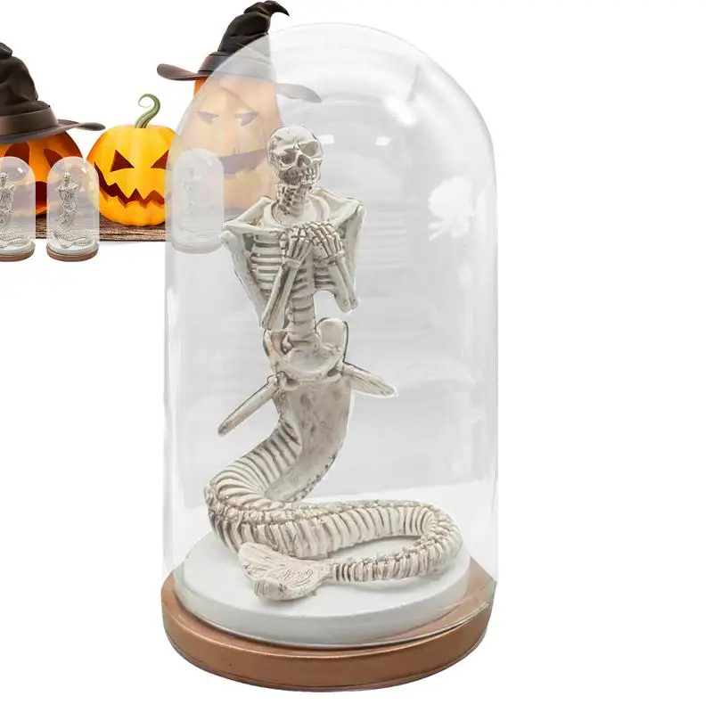 Скелет Русалки Купол Декор Скульптура Ужаса Настольная Новинка Статуя Хэллоуин