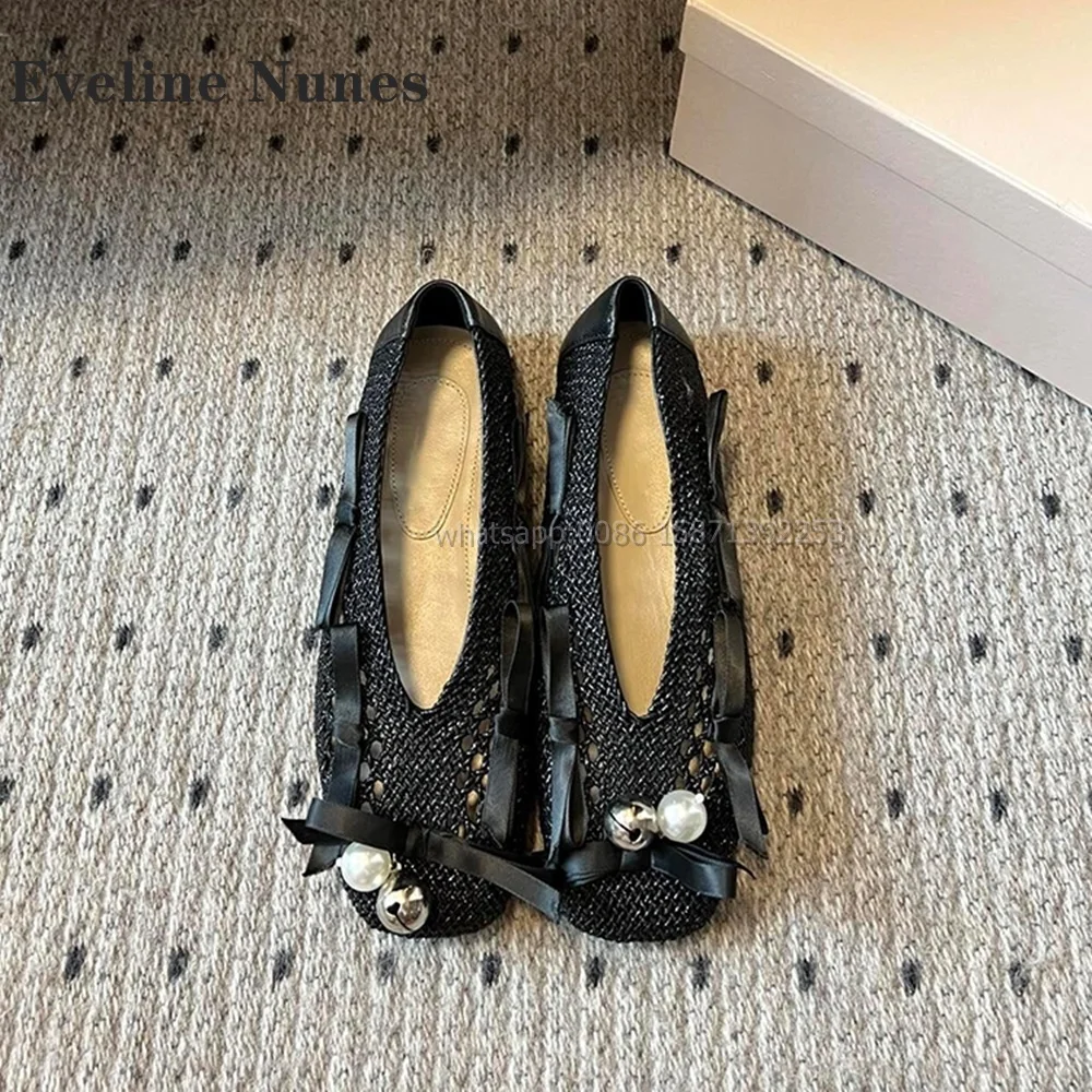 Туфли-лодочки с бантом и жемчугом без застежки