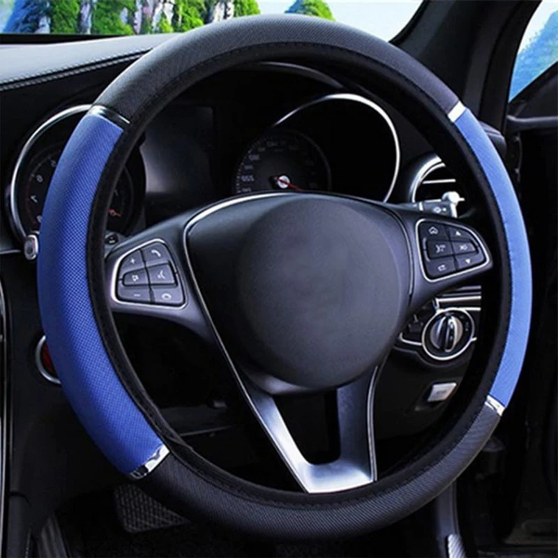 

Car Steering Wheel Cover Anti-Slip Leather Grip Breathable Absorption Auto Accessories Without Inner Ring Elastic Wear-resistant