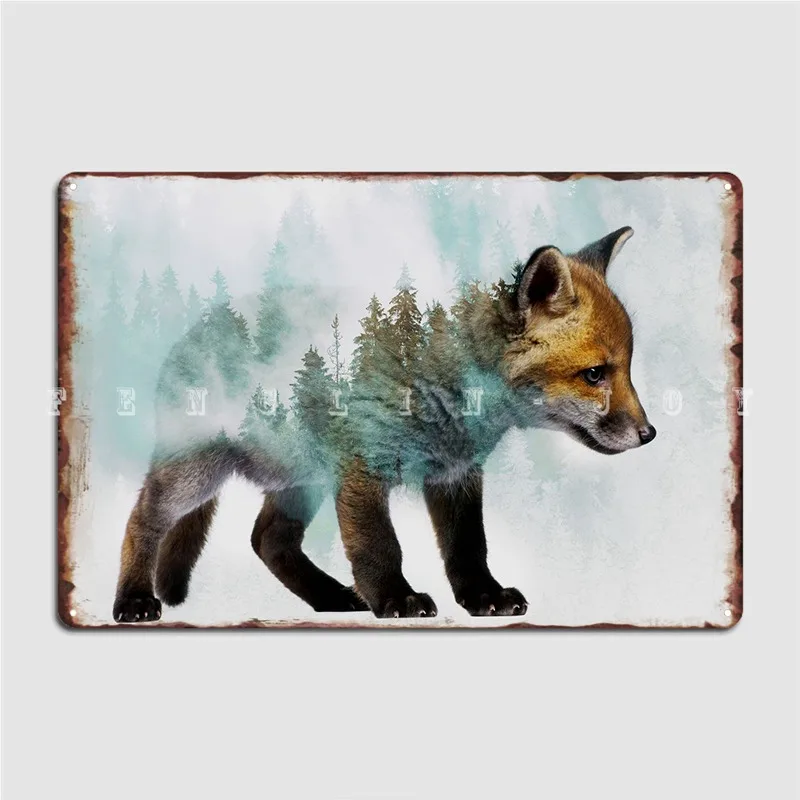 

Baby Fox Metal Sign Wall Pub Classic Mural Poster Tin Sign Poster