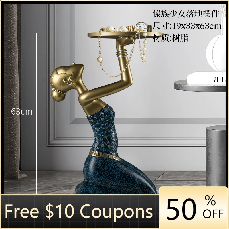 

Metal Tray Resin Sculpture Fortune Cool Dog Statue Key Jewelry Storage Rack Craft Ornament Home Decor Gift