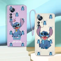 stitch disney cute art phone case for xiaomi mi 12 12x 11i 11t 11 10 10s 10t 9 se pro lite ultra 5g liquid rope cover