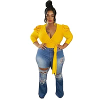 plus size women tops autumn v neck shirt for ladies fashion ruffle long sleeve blouse evening party 2022 sexy casual clothing