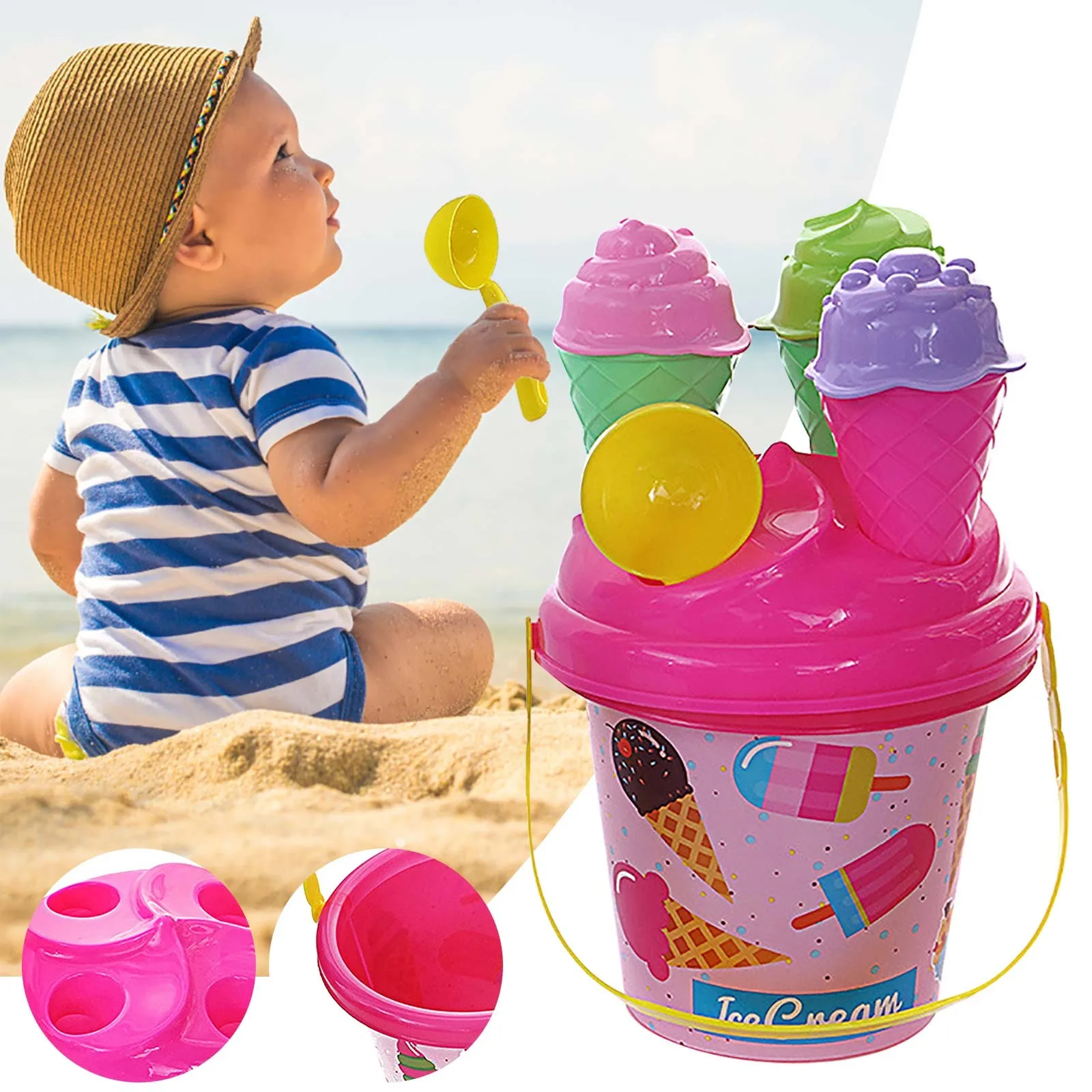 

Sand Toy Bag Extra Large Children's Simulation Sorbet Beach Toy Bucket Combination Girls Activity Center for Toddlers outside