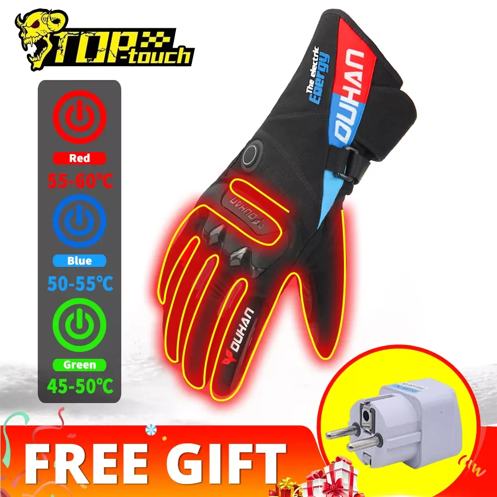 

DUHAN Motorcycle Gloves Winter Waterproof Heated Guantes Moto Touch Screen Battery Powered Motorbike Racing Riding Gloves