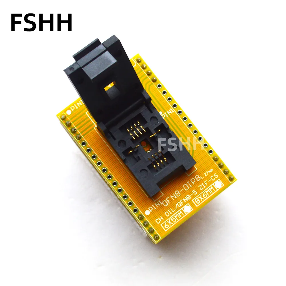 QFN8 to DIP8 Programmer Adapter WSON8 DFN8 MLF8 to DIP8 socket for 25xxx 6x8mm Pitch=1.27mm enlarge