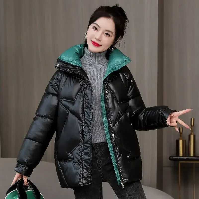 Однотонное женское пальто на молнии большая куртка одежда в корейском стиле