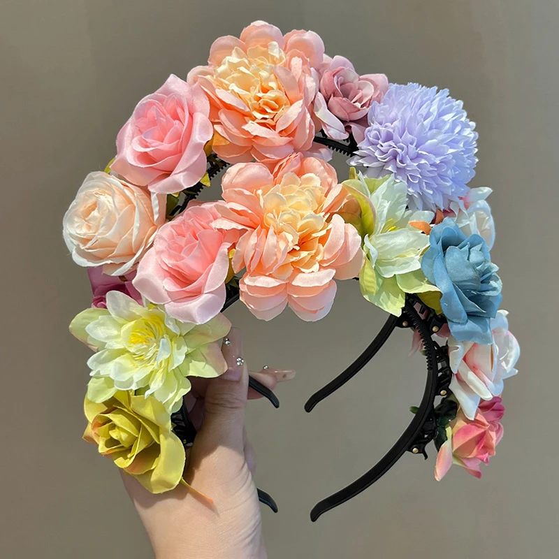 Красочная цветочная гирлянда милый обруч для волос украшения детская повязка на