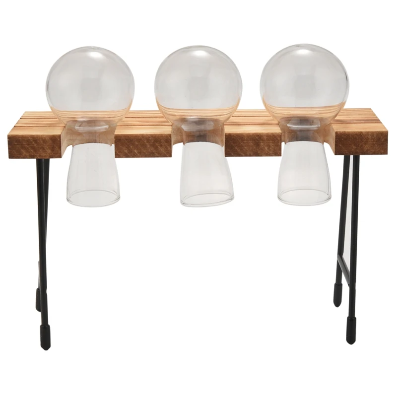 

Настольный растительный Террариум с деревянной подставкой, 3 вазы с лампочками, стеклянный плантатор для детской офисной отделки