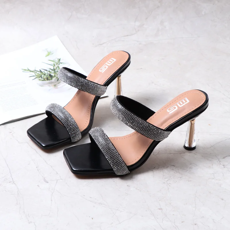 

Women's Sandals Fashion All-match 2022 Summer New Suede Golden Rhinestone Sexy Party High-heeled Sandals 8.5CM