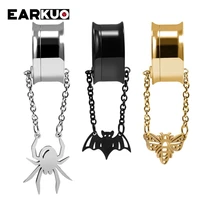 earkuo%c2%a0unique%c2%a0stainless%c2%a0steel%c2%a0magnet chain bat bee spider ear plugs tunnels gauges%c2%a0piercing%c2%a0body%c2%a0jewelry earring expanders%c2%a02pcs