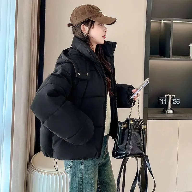 Зимняя короткая стеганая куртка женские парки новинка 2025 года повседневное