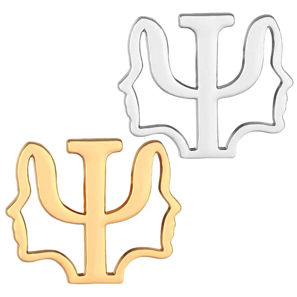 2 Pcs Collar Pin Symbol Lapel Cap Decorations Psi Brooch Badge Scarf Birthday European American Jewelries Women Hats