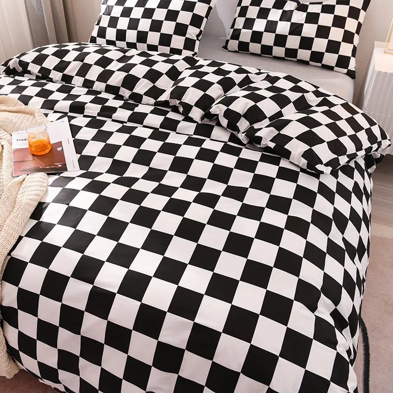 

Nordic Plaid 220x240 Duvet Cover Bed Sheet Set Pillowcase Single 150x200 Comforter Quilt Cover Bed Linens for Bedroom Dormitory