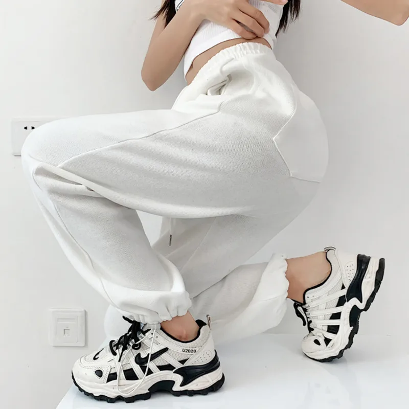 

Брюки женские с завышенной талией, Свободные Повседневные Удобные спортивные уличные штаны в Корейском стиле