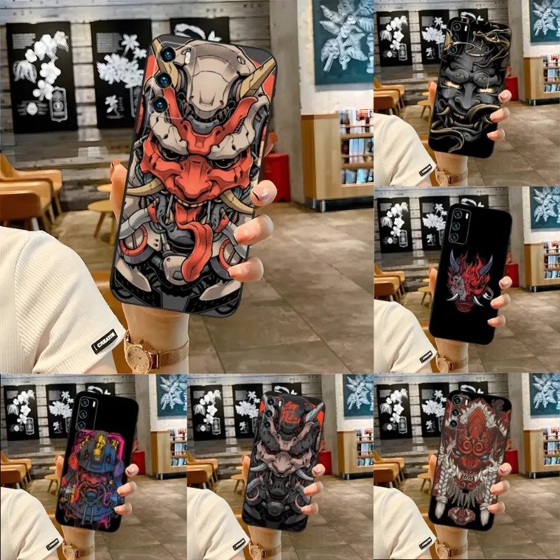 

Samurai Oni Mask Phone Case For Huawei Mate 40E 40Pro 30 20 10 9 8 Pro S 20X 5G Plus G9Plus Magic3 Pro Nova 7i 7 Pro SE Cover