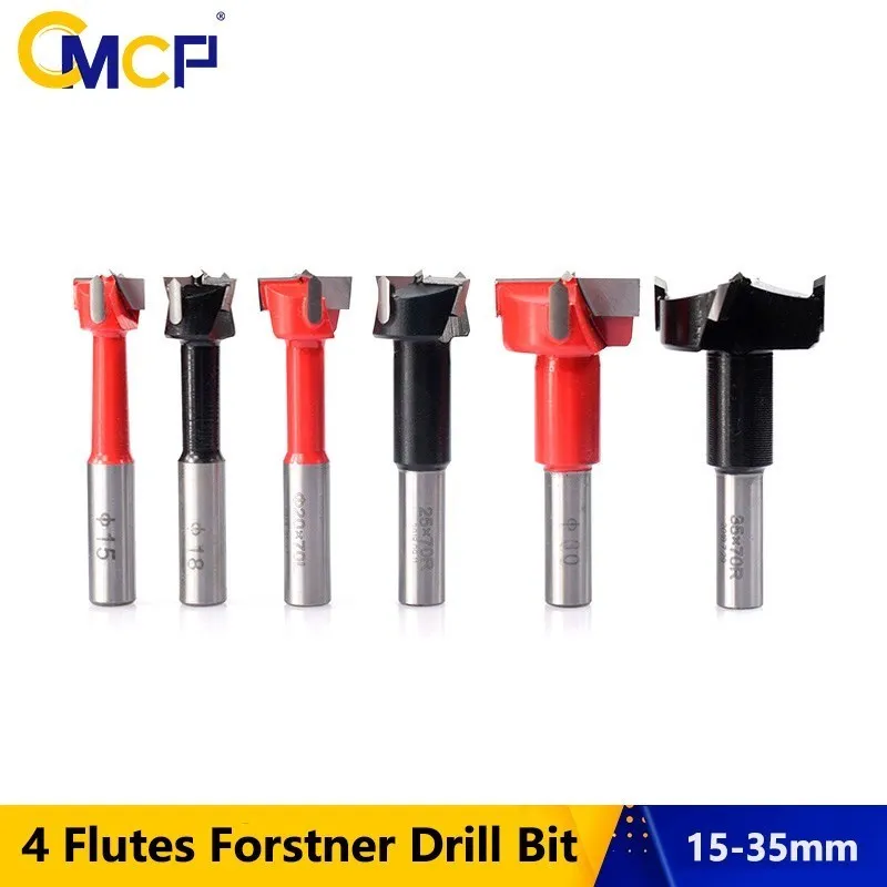 

CMCP Wood Drill Bit 15-35mm 4 Flute Forstner Gang Drill Bits 70mm Lenghth Wood Router Drill Bit for Hole Drilling Opener