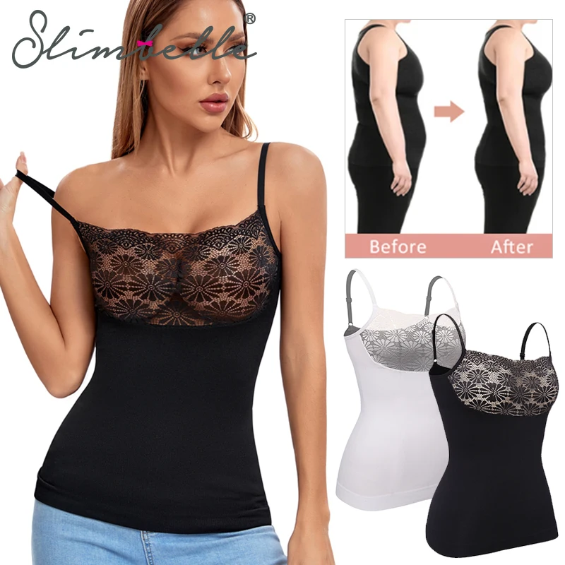 

Cami Body Shaper for Women Shaping Camisoles Tummy Control Tank Top Undershirts Waist Cinchers Shapewear Lace Plus Size