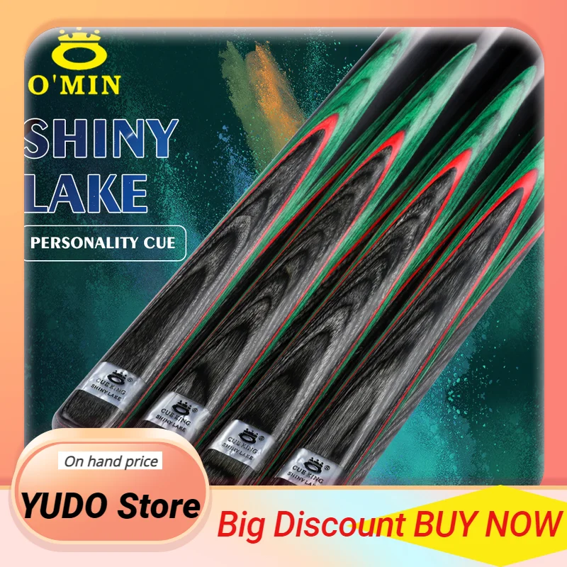 

O'MIN SHINY LAKE 3/4 Snooker Cue Tileable Butt 9.5mm Tip with Case with Extension Billiards Snooker Ebony For Black 8 Free Gift