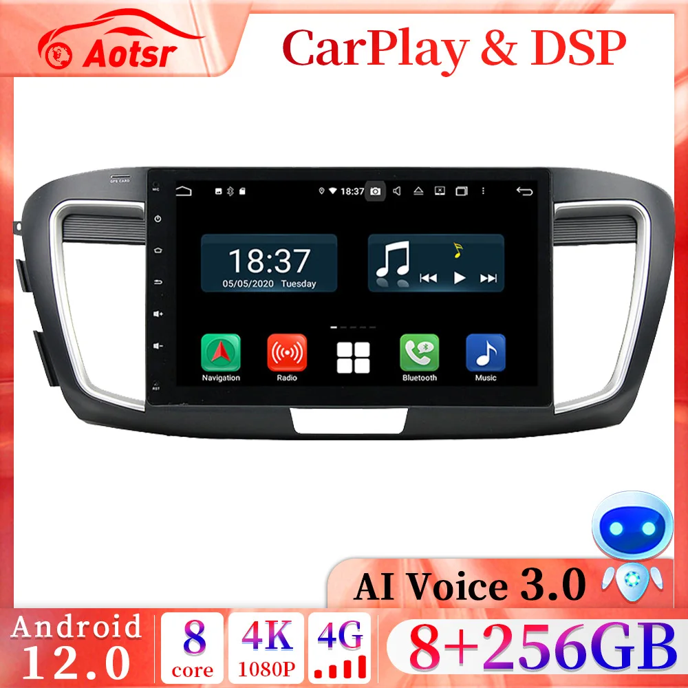 

CarPlay 2din 10" Android 12 Car Radio Auto Video Stereo Multimedia Player GPS Navigation For Honda Accord 9 2013 - 2017 HeadUnit