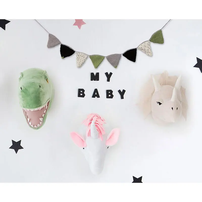 

Креативные украшения в виде динозавра, набивное животное, голова, настенная плюшевая игрушка, украшение для детской комнаты, спальни, Подвесной Настенный декор