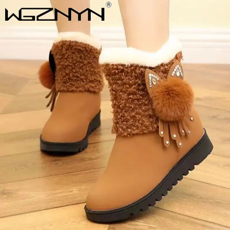 

Новинка 2022, зимние женские сапоги, новый стиль, утолщенные женские сапоги без застежек, плюшевые зимние сапоги, теплые водонепроницаемые женские сапоги для снега на плоской подошве