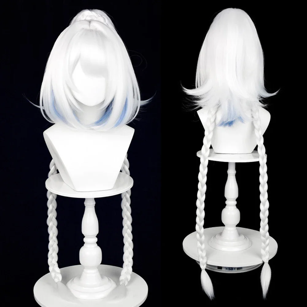 Genshin Impact Mu 512 Парик Синтетический Длинный Прямой Омбре Белый Синий Коса Игра