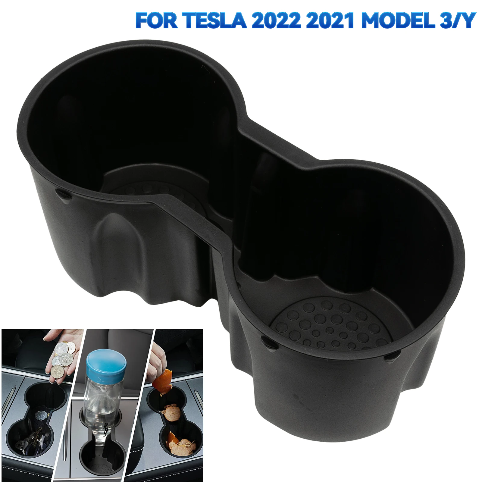 

Cup Holder For Tesla Model 3/Y 2021+ Center Console Interior Accessories Slot Slip Limit Clip Universal Water Cup Hoder Insert