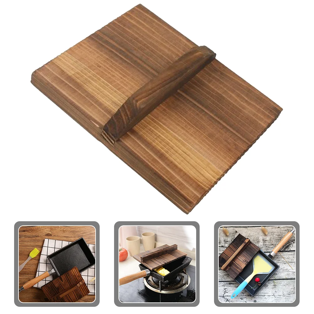 

Tamagoyaki Pot Cover Wooden Anti-splashing Household Kitchen Lid Flat Bottom Pan Protector Protection