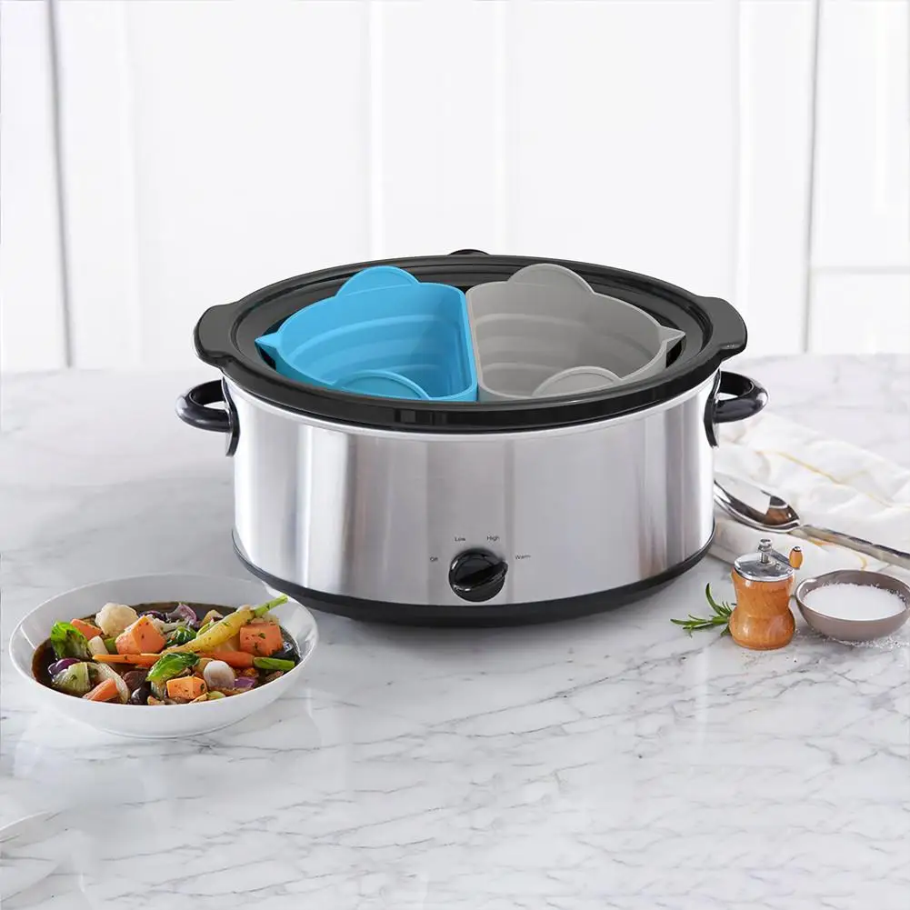 

2pcs Slow Cooker Divider Liner Reusable Dishwasher Safe Silicone Crockpot Cooking Liner For 6qt-8qt Slow Cooker