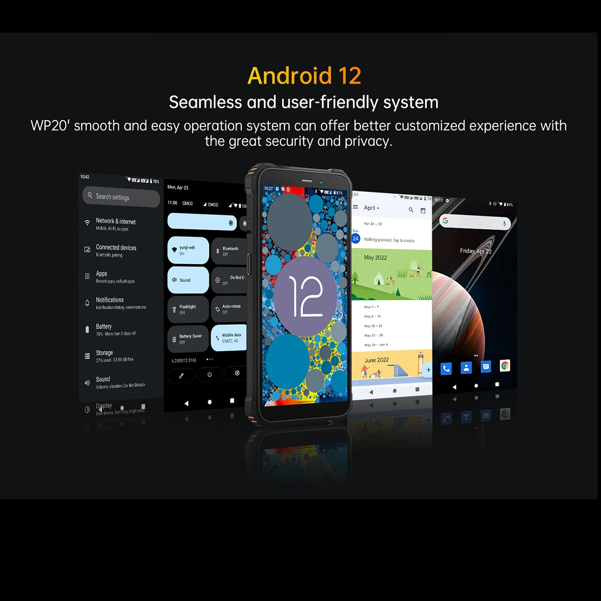 OUKITEL WP20 Rugged Smartphone 5.93'' HD+Display 4G+32G 6300 mAh Android 12 IP68&IP69K Quad Core 20MP Cameras Cell Phone