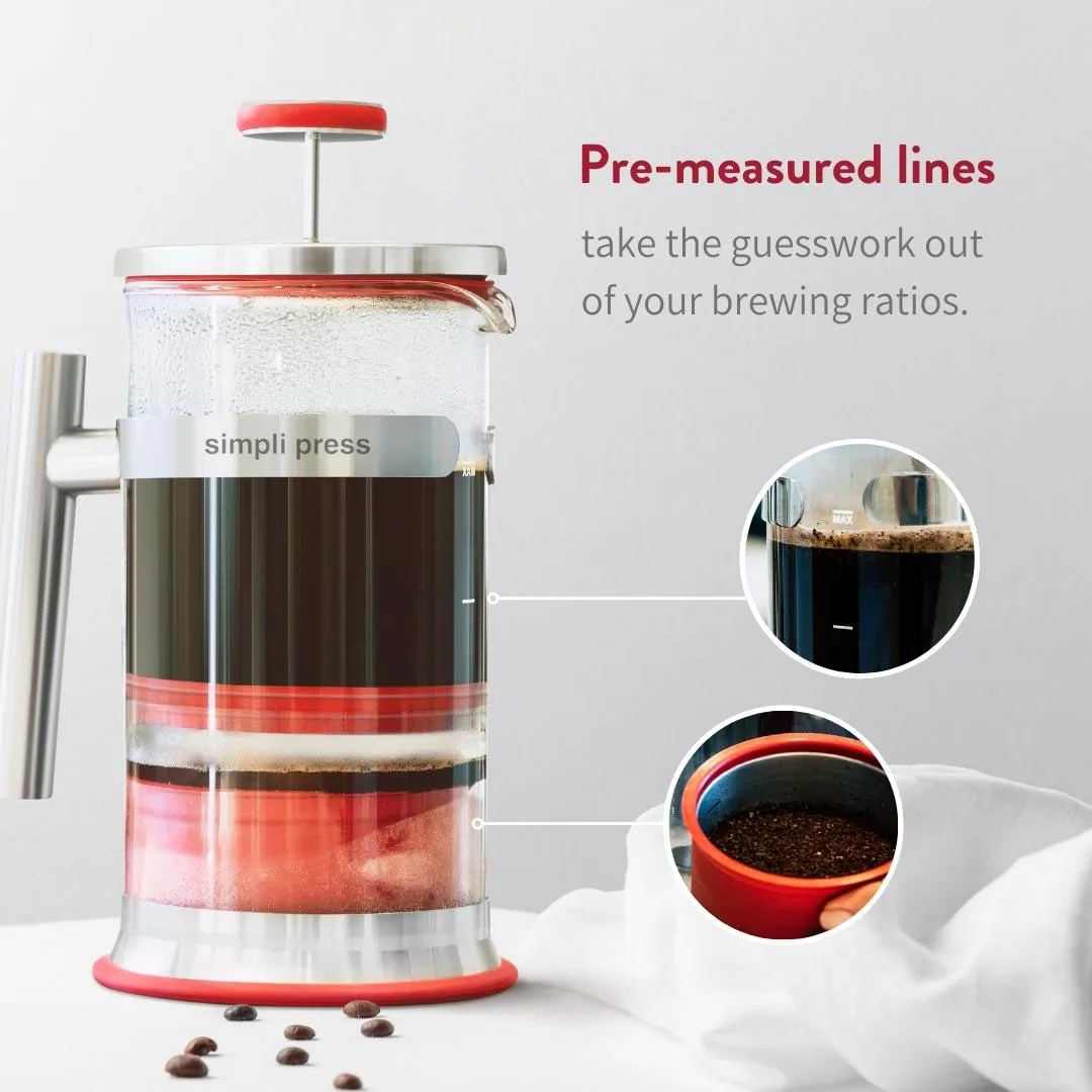 

34-Ounce French Press Coffee Maker Red accessories Fast ship