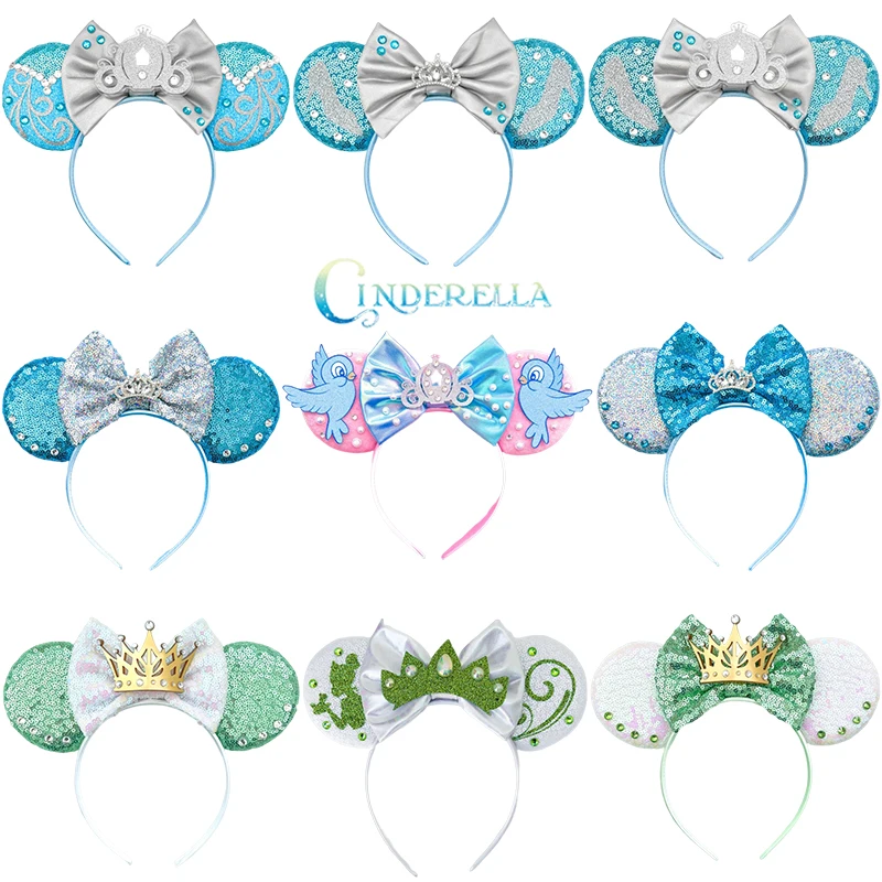 Аксессуары для волос Disney Золушка женская обувь с кристаллами головные повязки с ушками для девушек обтягивающие повязки для волос с бантом детские повязки для волос с короной принцессы