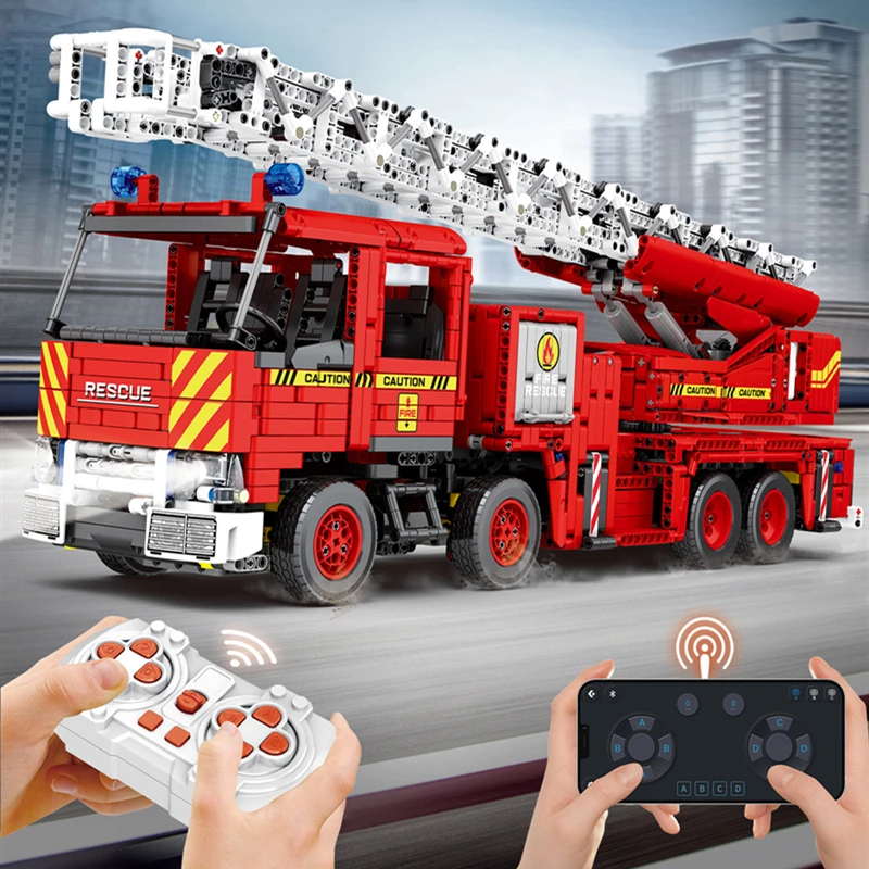 

High-Tech 22005 3266Pcs RC APP Control Ladder Truck Car Model Building Blocks Bricks Kids Birthday Toys Christmas Gifts T4007