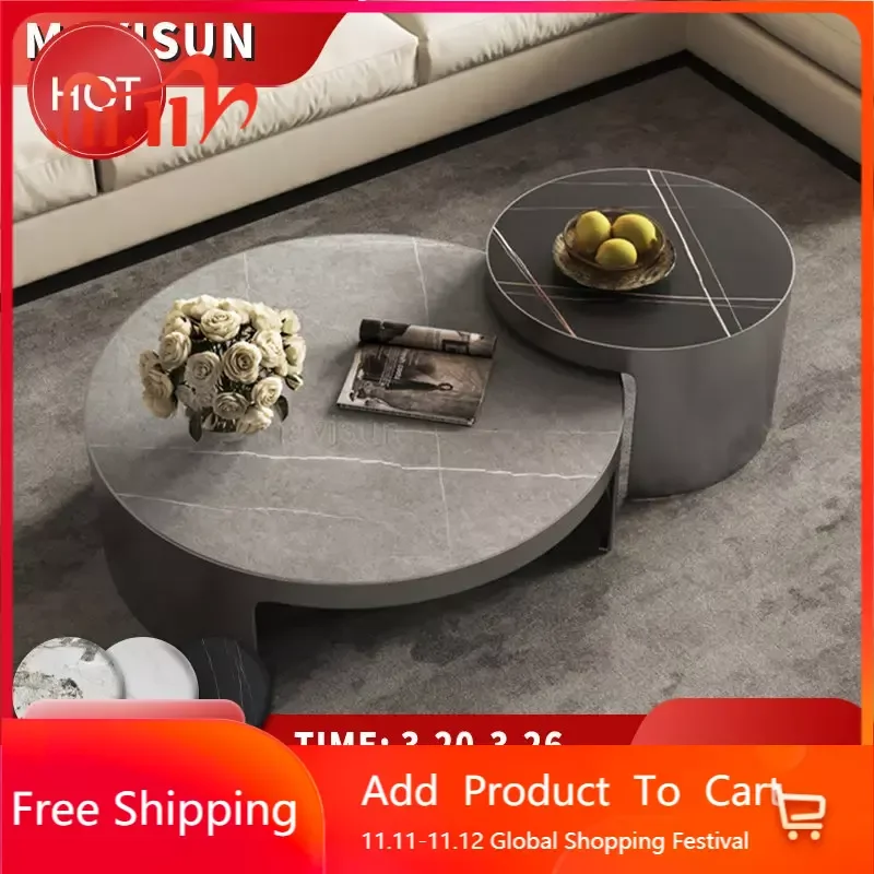 

Пользовательский матовый серый современный минималистичный стиль Итальянский дизайнерский новый круглый кофейный столик комбинированная Гостиная ТВ-тумба набор