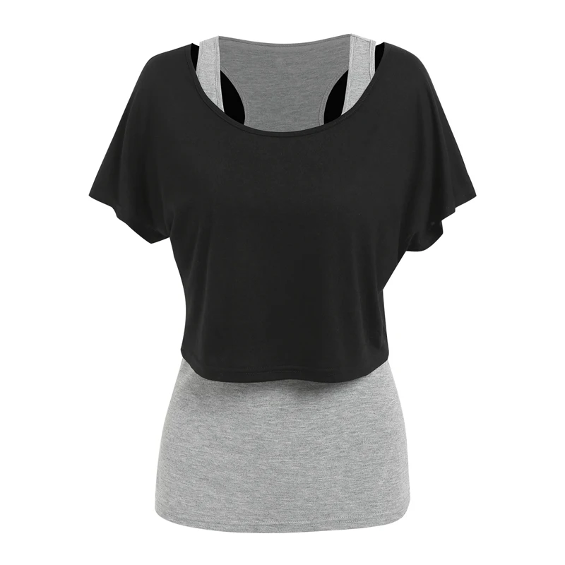 

Heathered Tank Top and Cropped Plain Tops Women Twinset T Shirt Tee Sporty Fancy Like Casual Active T-Shirts